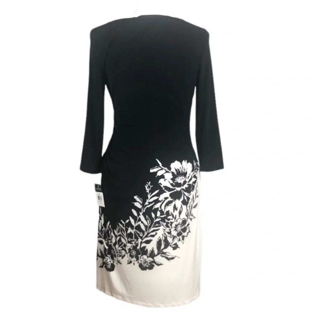 Women’s Lauren Ralph Lauren Black Cocktail Dress White Border Print. - Picture 5 of 7
